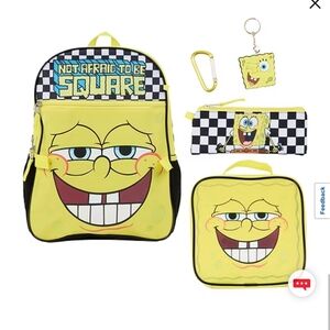 7pc SPONGEBOB Backpack/ Lunch Box/Pencil Case 🎉FREE Water Bottle & Tote